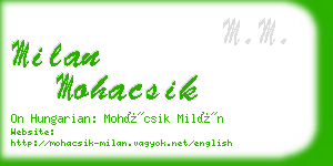 milan mohacsik business card